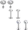 Studs 6pcs Steel Steel Stud S para Mulheres Menina Cartiliage Brinco Helix Piercing Criado Pedra Opala