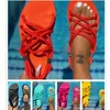 Été femmes sandales couleur unie mode décontracté respirant cerclage dames plat tongs chaussures de mode 2021