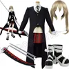 Soul Eater Maka Albarn Costume Cosplay per Donna Ragazza Gonna Set Trench Uniform Halloween Carnival Party Costume Maka Albarn Parrucca Y0903