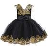 Varejo Novo Sequin Bordado 1-12 Anos Bebê Menina Dress Girls Girls Kids Party Dress Bow Tutu Princesa Vestido Elegante G1129