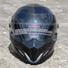 オートバイヘルメットフルフェイスカーボンファイバーヘルメットプロフェッショナルレーシングカートドットレインボーバイザーモトクロスオフロードツーリング204m