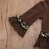 Conjuntos de roupas de crianças meninas roupas de halloween roupas crianças abóbora plafé flare manga tops + calças de leopardo 2 pcs / set primavera outono roupas de bebê