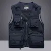 Hommes d'été Déchargement Tactique Gilet Manteau Casual Hommes Pographe Gilet Mesh Travail Veste Sans Manches Outils Poche Gilet 5XL 211104