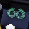 Dangle żyrandol kolorowy sześcienna cyrkonia oliwna gałąź pozostawia kolczyki dla kobiet desginer trend biżuterii ślubnej letnia oświadczenie 2415