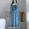 Women Elegant Chiffon Dress Spring Autumn Fashion Female Solid Vintage Party Dresses Long Sleeve Casual A-line Vestido 210423