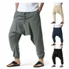 Pantaloni da jogging in cotone da uomo Baggy Hippie Boho Gypsy Aladdin Cargo Pants Yoga Harem Pants 0413-4 211110