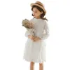 長袖の子供春秋の衣装6 8 10 12 14 210528のための10代の女の子のドレスレースの花白
