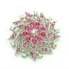 Pins, broscher 2,2 tums rhodium silverpläterad rosa rhinestone diamante blomma
