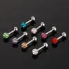 Bijoux de piercing de corps en acier inoxydable coloré gemme langue lèvre goujon cartilage barbell style hommes et femmes