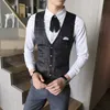 Plaid Suit Dress Vest For Men Casual Slim Fit Waistcoat Mens Formal Business Wedding Tuxedo Gilet Homme Chalecos Para Hombre 210527
