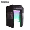 سعر المصنع LED نفخ بوث صور سوداء، المحمولة مستديرة مسدس Photobooth مع 2 أبواب للبيع