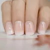 Falska naglar naturliga kort slät falska naglar dagligen persika rosa skimmer franska söt enkel faux ongles prud22
