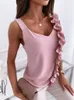 Camicette da donna Camicie da donna Estate Top con scollo a V Camicetta da ufficio con volant 2022 Cinturino per spaghetti senza schienale Top casual Elegante senza maniche Camisas De