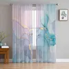 Rideau en Tulle transparent en marbre pour chambre à coucher de jeunesse, rose Turquoise, cuisine, bureau, salon, décoration de vacances