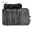 13 pc's make -up borstelset professioneel met tas zwart houten handgreep geiten haar goede kwaliteit cosmetische borstels kit