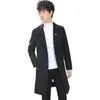 Men's Wool & Blends M-4XL Plus Size Mens Coats Plain Color Peacoat Blend Winter Single Breasted Jacket Warm Slim Fit Casual Overcoat 3XL