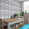 Art3d 50x50cm PVC 3D Wall Panels Diamond for Interior Walls Décor in White Walles Decor Wallpapers Pack of 12 Tiles