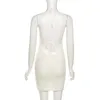 Robes décontractées 2021 été tricoté blanc Mini robe moulante Sexy femmes évider dos nu pansement licou Y2K femme mode vêtements