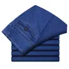 Size 30-45 Men Business Jeans Classic Male Stretch Plus Baggy Straight Denim Pants Cotton Blue Work 210723