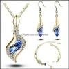 Örhängen Halsband Smycken Satser Crystal Pearl Pendant Örhängen Set Koreanska Fashion Chain 12pcs Sale Drop Leverans 2021 7R2PC