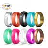 5.7mm 1 Set Women Silicone Rings Hypoallergenic Flexible Engagement Wedding Band Antibacterial Rubber Finger Ring Sports Jewelry