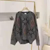 H.SA, suéteres de Otoño Invierno para mujer, jerséis de estilo Vintage, Top de Cachemira gris marino, jersey de punto holgado 210417