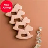 50pc Baby Designers Wooden Teether Natural Animal Cartoon Trojan Teething Rattle Montessori Inspired Nursing Pendant Toy 1NBJ