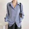 Arrivée Cardigan en mousseline de soie Blouse femmes mode ample à manches longues haut Femme grande taille boutonné chemises Blusas 11578 210512