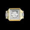 Anneaux de mariage blanc rond Zircon deux tons montre carrée pour femmes hommes Vintage mode CZ pierre bague de fiançailles bijoux masculins