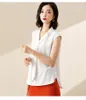 Summer Fashion Women Bluses ärmlös V Neck Chiffon Elegant Office Ladies White Shirt Plus Size Kvinnliga kläder4551579