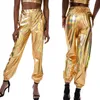 Pantalones de mujer Capris para mujer Pantalón de color holográfico de cintura alta para mujer Jogger metálico brillante