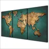 HD Printed 3 Piece Canvas Art World Map Canvas Painting Vintage Continent Wall Pictures for Living Room Home Decor 210705