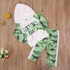 0-3y född toddler spädbarn baby pojke kläder uppsättning höst våren pappas pojke hooded tops dinosaur byxor outfits 210515