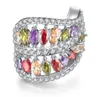 new mixed color ring double lined Rhinestone crystal zircons rings EU size 6 to 9