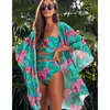 Feuilles Imprimer Maillot De Bain Plage Cover Up Tuniques Pour Long Kaftan Bikini Robe De Plage Sarong -s 210722