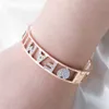 Trendy Girls Gold Color Stainless Steel Bracelet Bangle with Rhinestone Family Letters Charms Bangles for Women Accessories 2020 Q0719