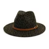 Leopard Fedora Jazz hats for men women autumn winter fashion Wide Brim Hats classic woolen bowler hat