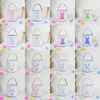 Easter Party Bunny Basket Egg Bags for Kids Canvas Cotton Rabbit Print Buckets with Fluffy Tail Gifts Bag for Easters ZZE11547