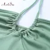 Artsu Cut-Out Sexy Backltip UP Halter Crops Tops для женщин с плечевой щелевой одежда Top Slim Shore Fiest Shoots X0507