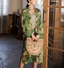 Teelynn Green Floral Print Chiffon Kimonoの女性のブラウスシャツ長袖夏のローブ・ボハビーチ・ビーチ・ウェアビキニカバーvestidos 210719