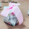 Opakowanie prezentów 30pcs romantyczny ślub jak różowy diamentowy kształt pudełka ze słodyczami z łuk Bomboniere Party Chocolate