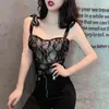Korean Women Tank Tops Camisole Lace Silk Strap Woman Sleeveless Satin Bow Plus Size Vintage Halter 210427