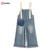 Lente en zomer herfst Stijlvolle Denim Strap Broek Bottoms Jeans voor Meisje Kinderkleding 210528