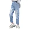 Mädchen Jeans mit Loch Kinder Casual Style Kinder Frühling Herbst Kinderbekleidung 6 8 10 12 14 210527