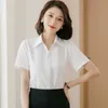 Women V-Neck Short Sleeve Dress Shirts Slim-fit Formal Blouses Tops Office Social Work Shirt Fashion Blusa Feminina Women's &