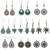 Boucles d'oreilles rétro manuelles Bohemian Bling Dangle Shine feuilles Lustre 10 paires / ensemble Strass griffe chaîne diamant boutique en gros Bijoux