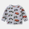 Meninos manga comprida camiseta camiseta moda primavera vestuário infantil crianças crianças full Print listrado básico para menino 2 3 4 5 8 ano 210625