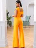 Adyce Sommer Orange 2 Zwei Stücke Sets Sexy Spaghetti Strap Kurzarm Tops Lange Hosen Frauen Fashion Club Party 220315