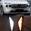 1 Set Auto LED Daytime Light Light DRL Dynamic Turn Signal Fog Lampada Day Light Foglights per Hyundai Santa Fe 2021 2022