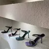 Super High Heels Gladiator tofflor Smalband Crystal Slides Kvinna Högkvalitativ Stor Storlek Party Runway Sandals Kvinnor Sommar